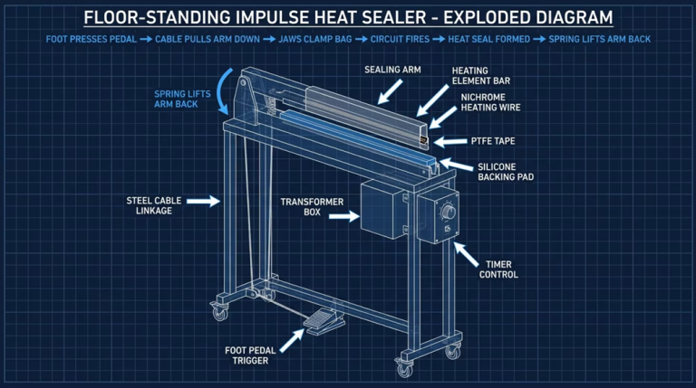 How Does a Floor-Standing Foot Pedal Heat Sealer Actually Work?